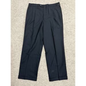 Lauren Ralph Lauren Pants Mens 34x30 Black Super 100s Wool Pleated